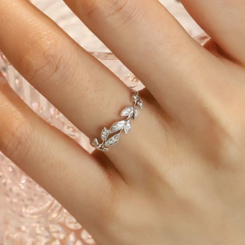 Sterling Silver Stackable Branches Moissanite Ring Women